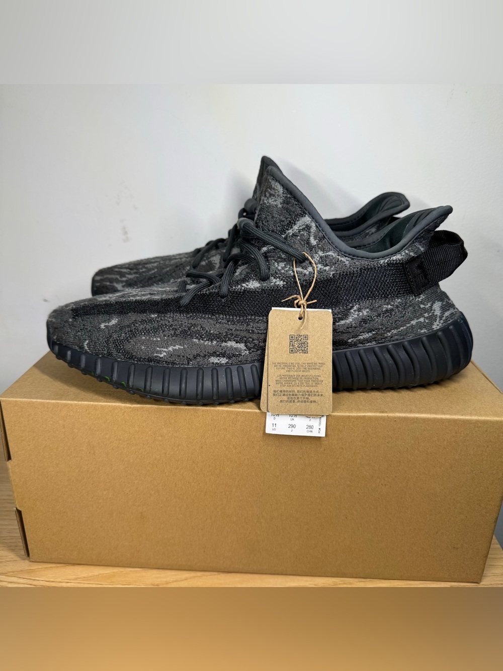 Yeezy 350 Boost V2 Dark Gray Knit Sneakers - Picture 4 of 11